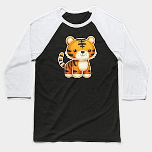 A cute tiger in the style of a stitched toy Baseball T-Shirt